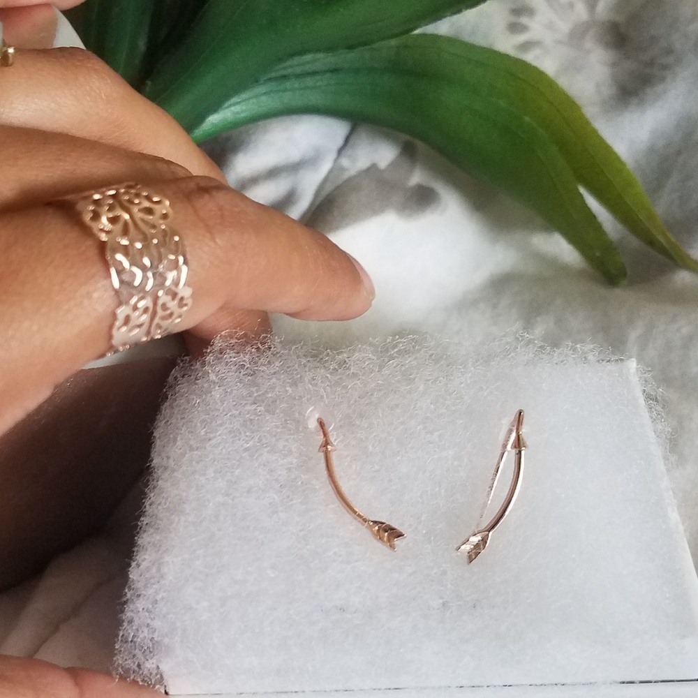 ROSE GOLD ARROW EARRINGS - Picture 2 of 3